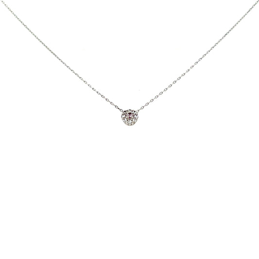 Pink Dia Round Flower Necklace 0.01/0.04ct - JMW Jewelry Wholesale
