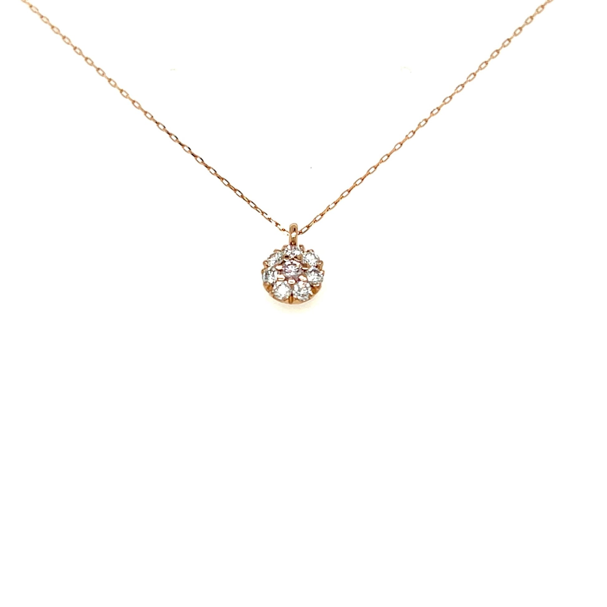 Pink Dia Round Flower Necklace 0.01/0.04ct - JMW Jewelry Wholesale