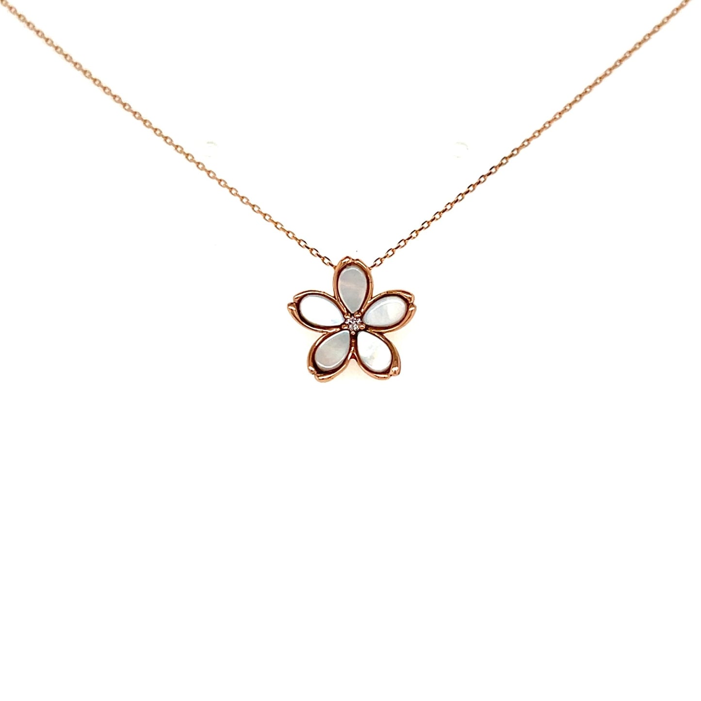 Pink Dia Sakura Mother of Pearl Necklace 0.01ct - JMW Jewelry Wholesale