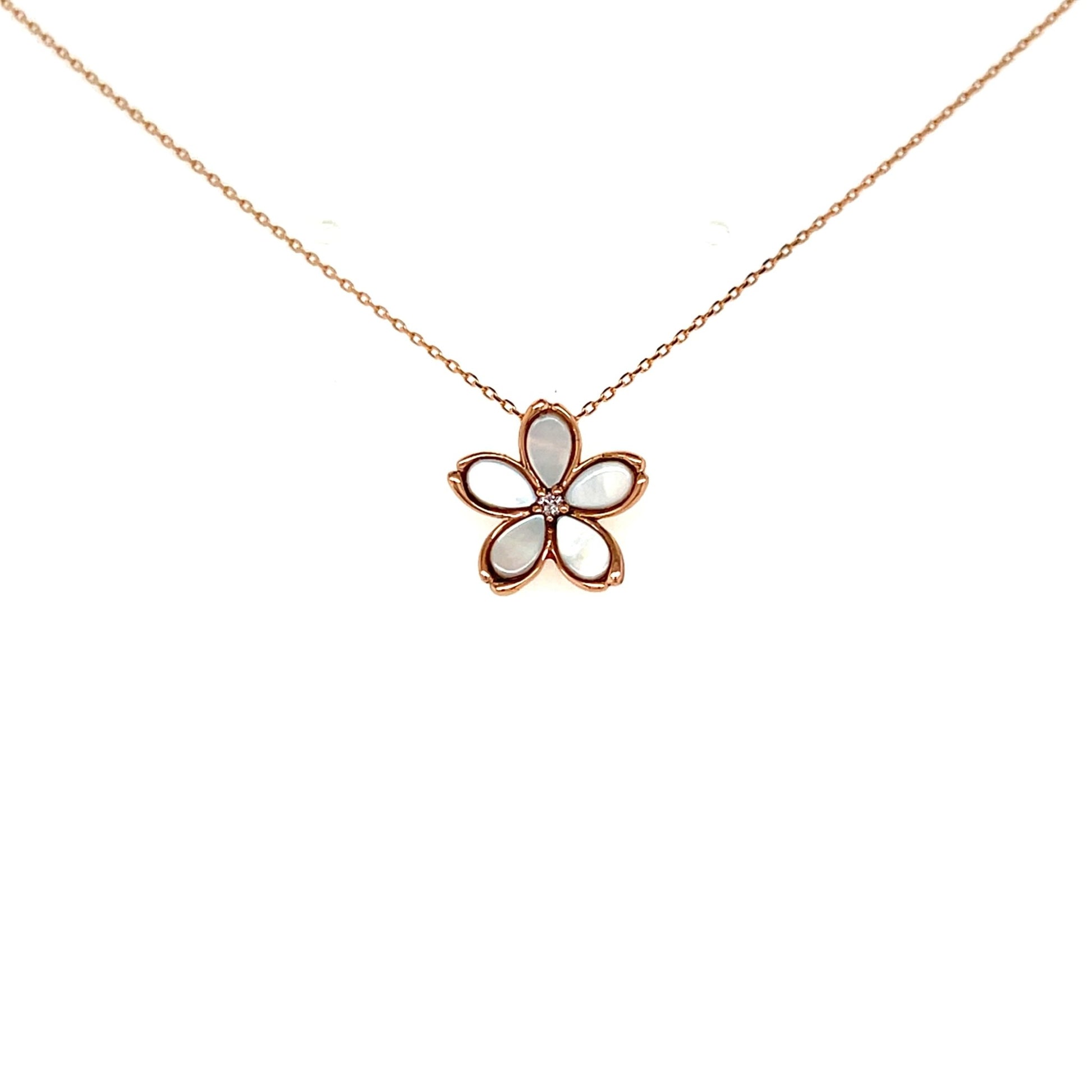 Pink Dia Sakura Mother of Pearl Necklace 0.01ct - JMW Jewelry Wholesale