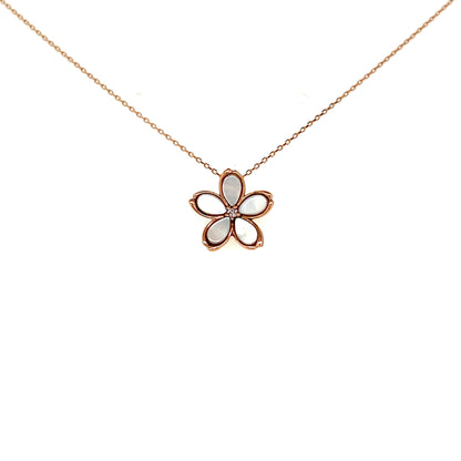 Pink Dia Sakura Mother of Pearl Necklace 0.01ct - JMW Jewelry Wholesale