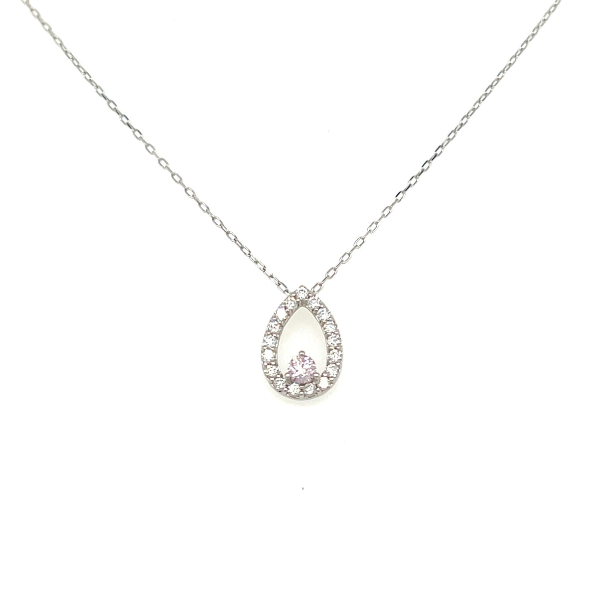 Pink Dia Waterdrop Necklace 0.06/0.14ct - JMW Jewelry Wholesale