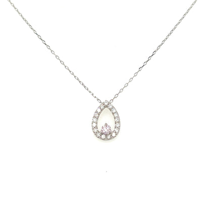 Pink Dia Waterdrop Necklace 0.06/0.14ct - JMW Jewelry Wholesale