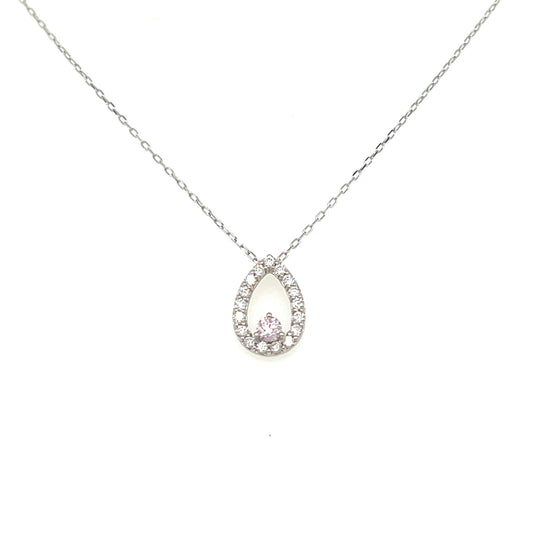 Pink Dia Waterdrop Necklace 0.06/0.14ct - JMW Jewelry Wholesale