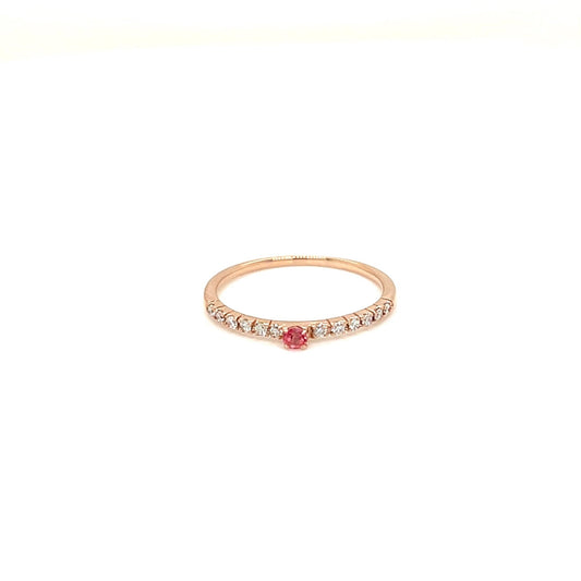 Pink Sapphire Pinky Four Claw Pave Ring 0.04/0.07ct - JMW Jewelry Wholesale