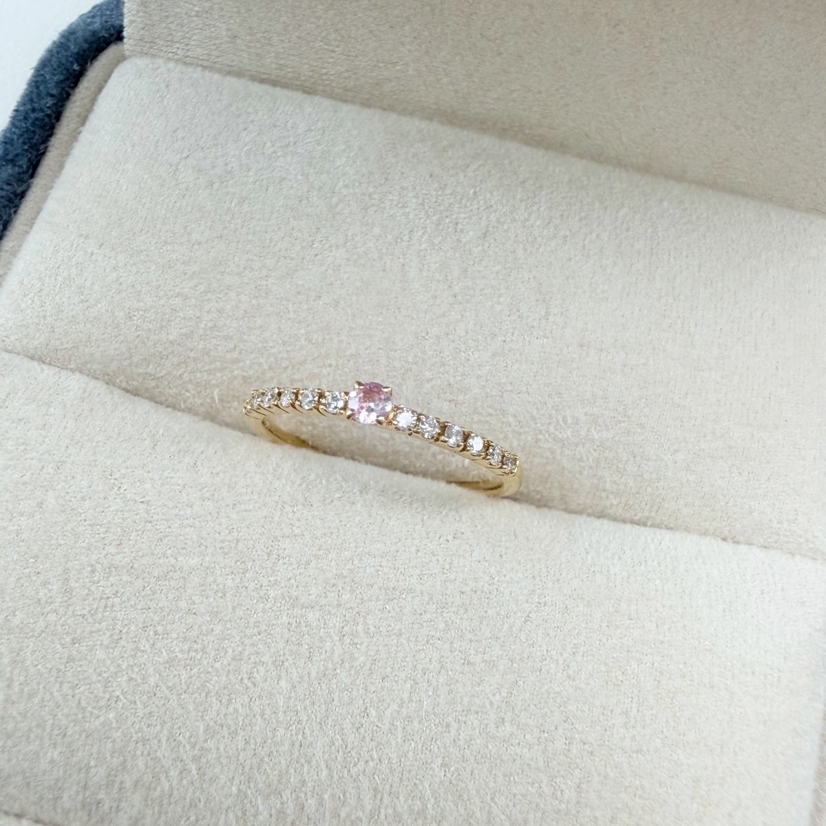 Pink Sapphire Pinky Four Claw Pave Ring 0.04/0.07ct - JMW Jewelry Wholesale