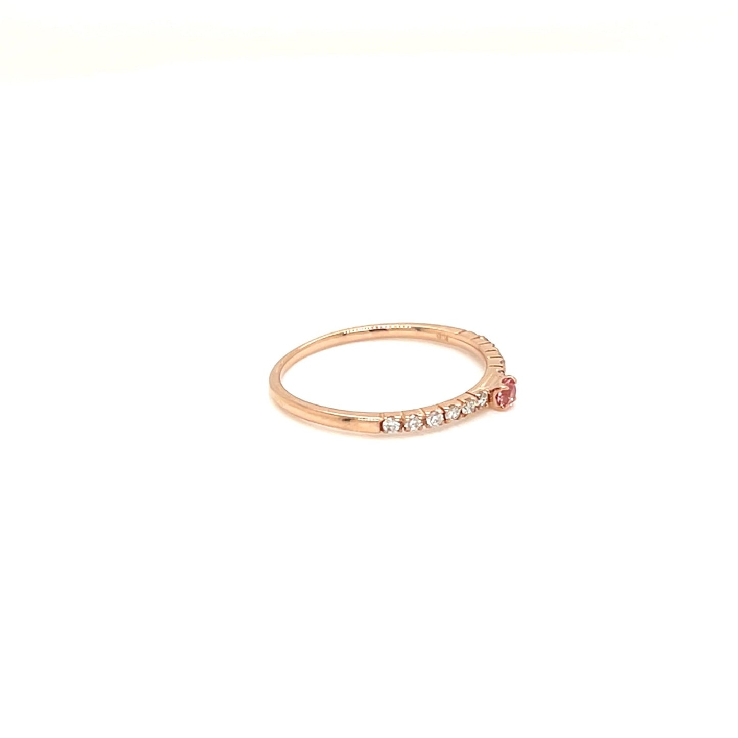 Pink Sapphire Pinky Four Claw Pave Ring 0.04/0.07ct - JMW Jewelry Wholesale