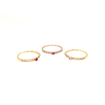 Pink Sapphire Pinky Four Claw Pave Ring 0.04/0.07ct - JMW Jewelry Wholesale