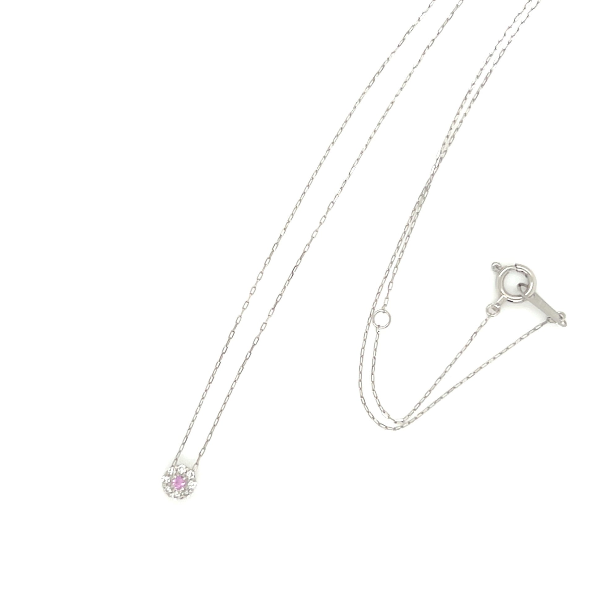 Pink Sapphire Round Flower Necklace 0.02/0.04ct - JMW Jewelry Wholesale