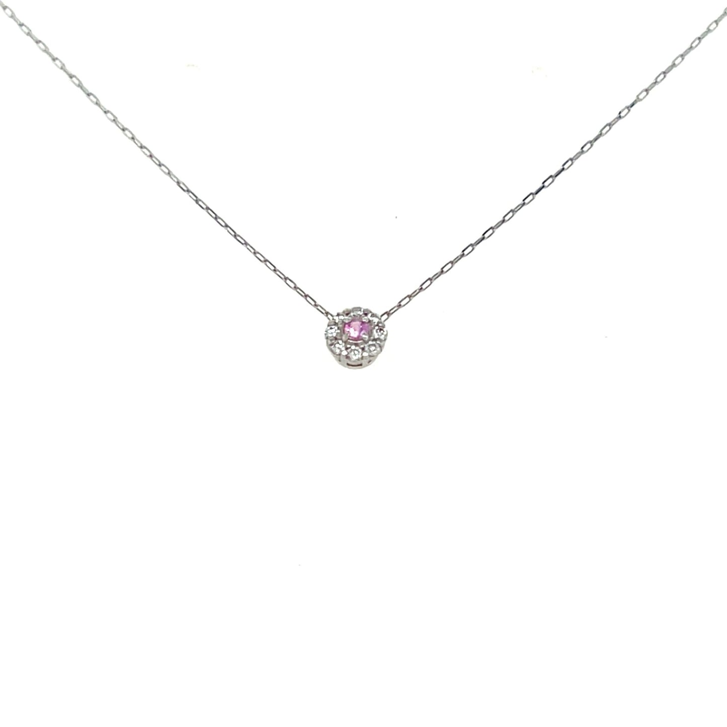 Pink Sapphire Round Flower Necklace 0.02/0.04ct - JMW Jewelry Wholesale