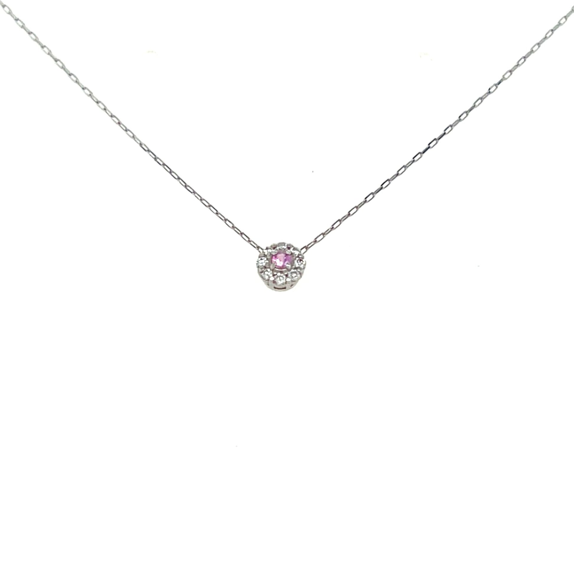 Pink Sapphire Round Flower Necklace 0.02/0.04ct - JMW Jewelry Wholesale