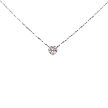 Pink Sapphire Round Flower Necklace 0.02/0.04ct - JMW Jewelry Wholesale