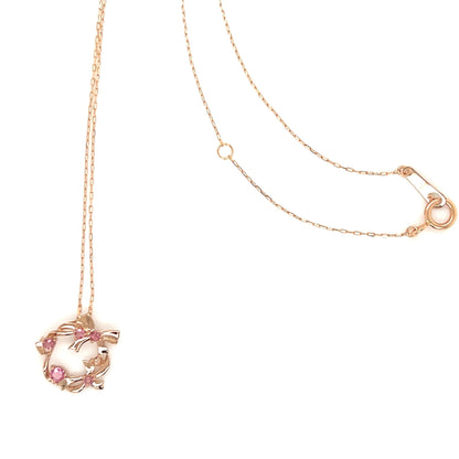 Pink Tourmaline Ribbon Wreath Necklace 0.1ct - JMW Jewelry Wholesale