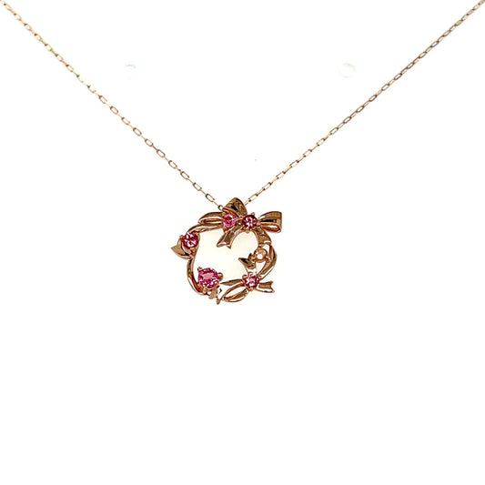 Pink Tourmaline Ribbon Wreath Necklace 0.1ct - JMW Jewelry Wholesale