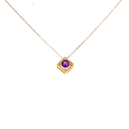 Rhombus Birthstone Necklace (Feb - Amethyst) - JMW Jewelry Wholesale