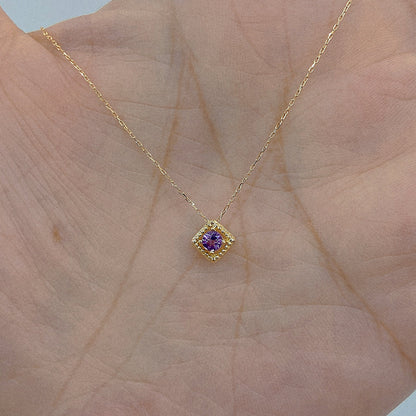 Rhombus Birthstone Necklace (Feb - Amethyst) - JMW Jewelry Wholesale