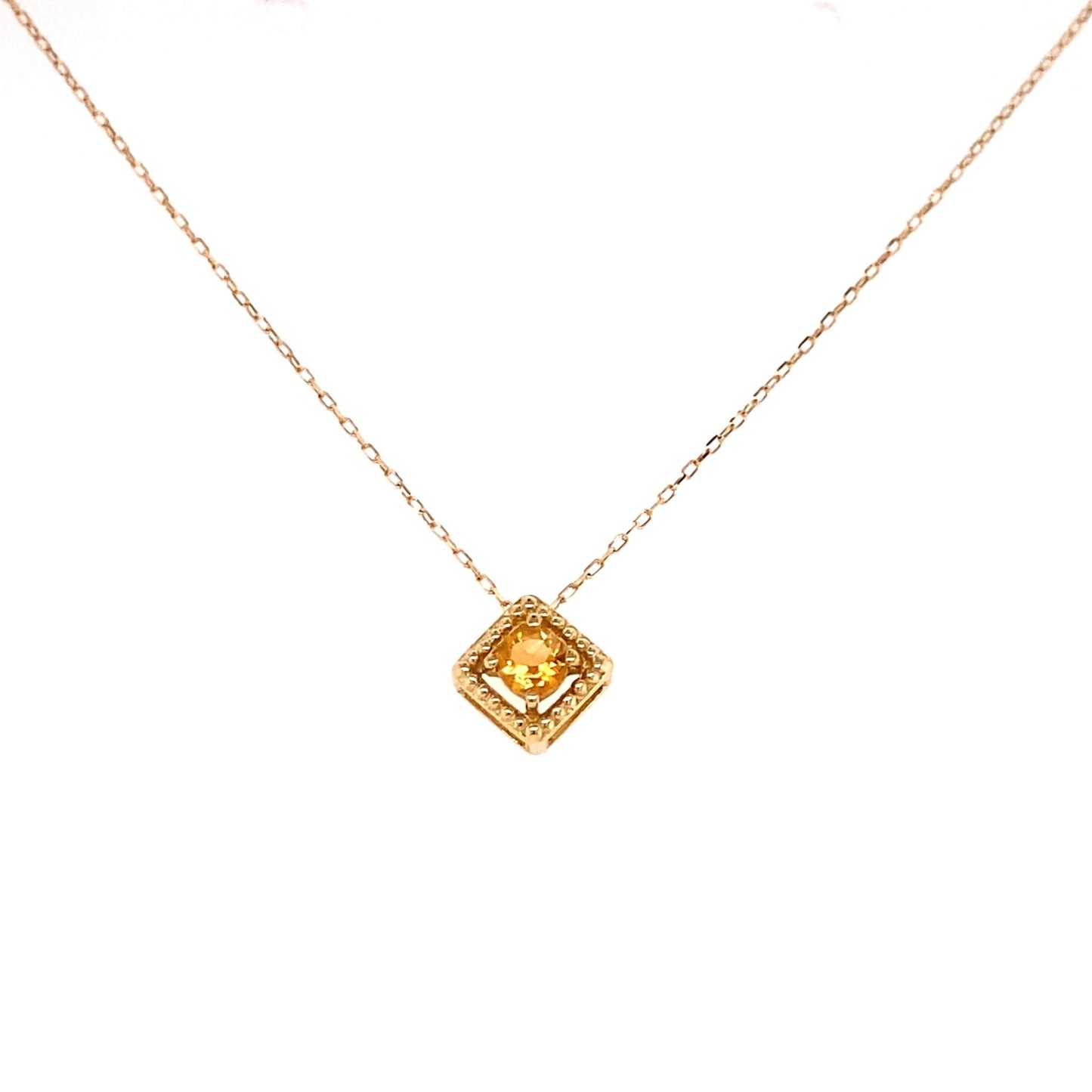 Rhombus Birthstone Necklace (Nov - Citrine) - JMW Jewelry Wholesale