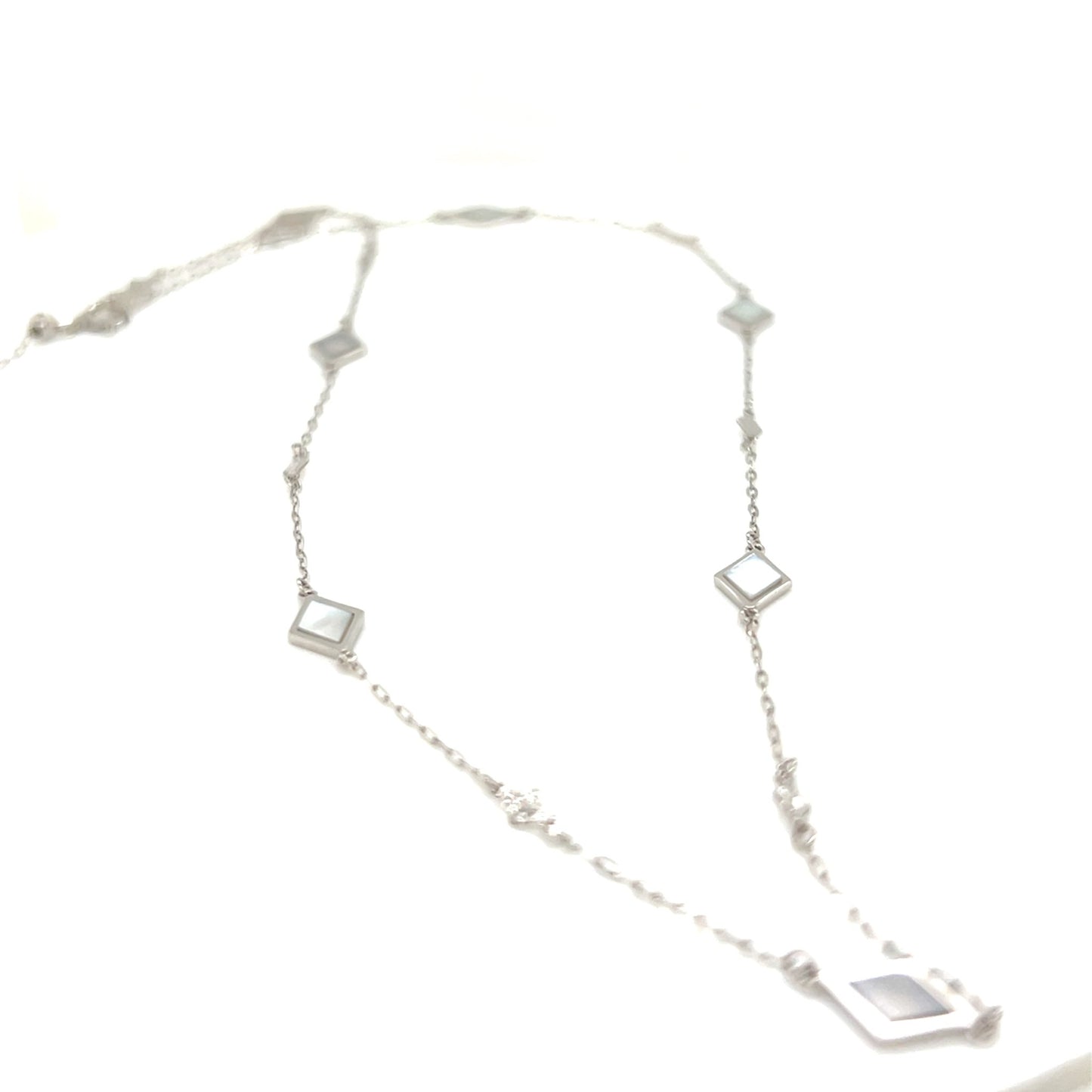 Rhombus Station Necklace - Mother of Pearl - JMW Jewelry Wholesale