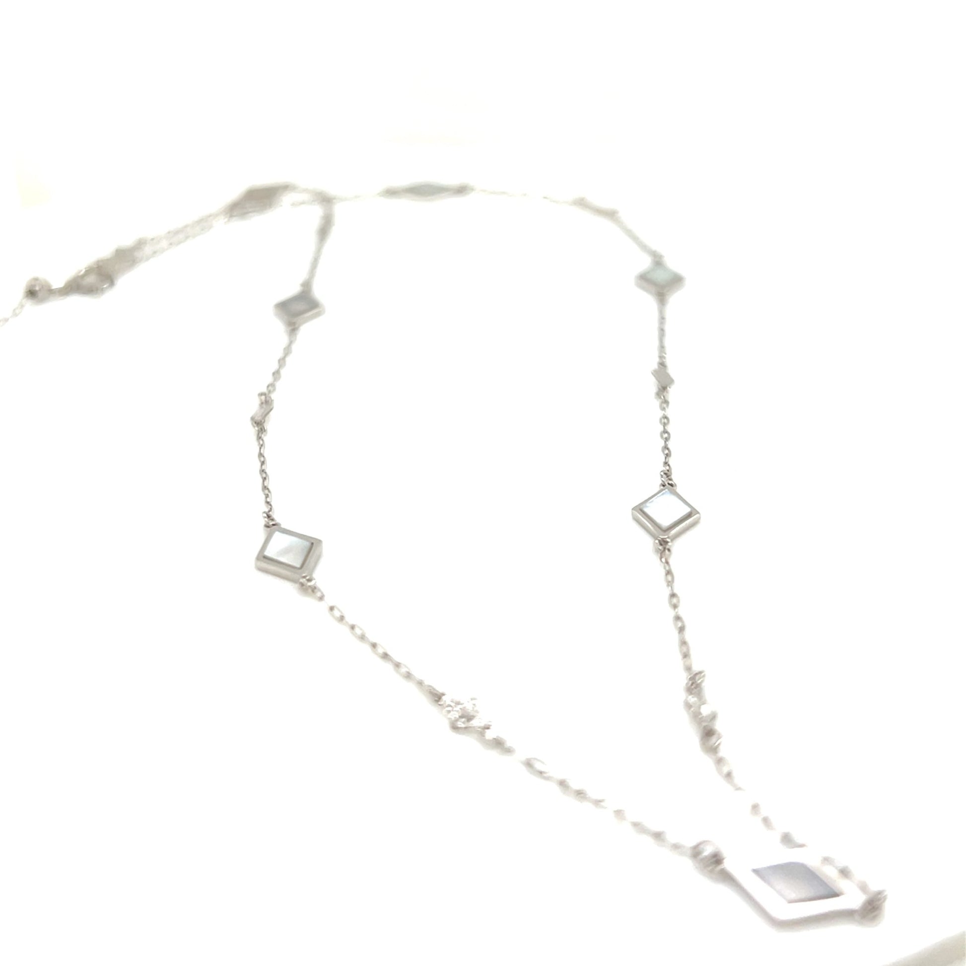 Rhombus Station Necklace - Mother of Pearl - JMW Jewelry Wholesale