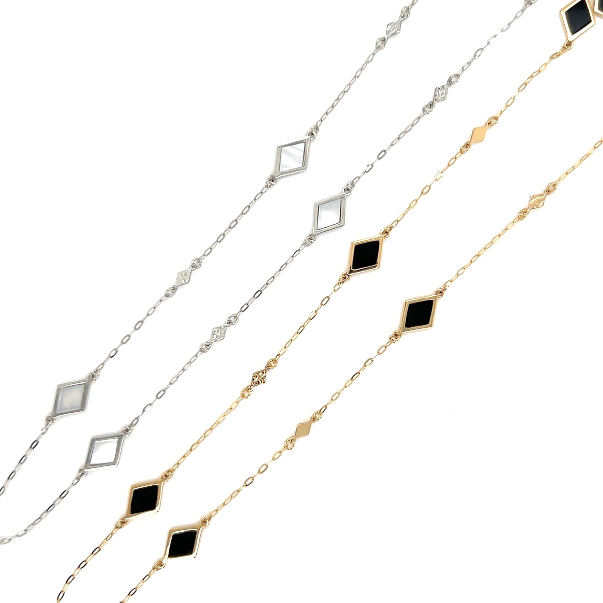 Rhombus Station Necklace - Mother of Pearl - JMW Jewelry Wholesale