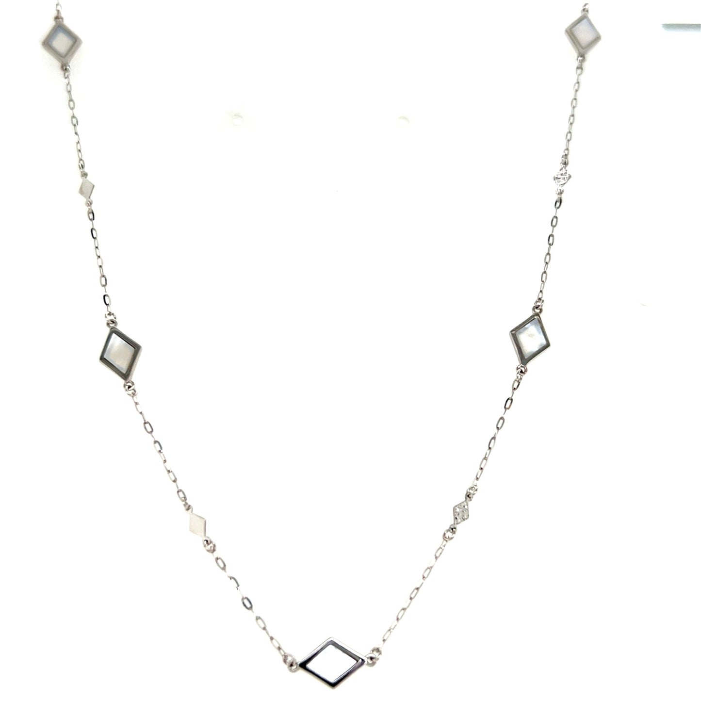 Rhombus Station Necklace - Mother of Pearl - JMW Jewelry Wholesale