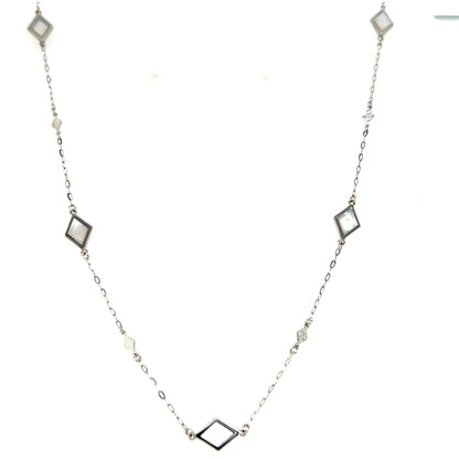 Rhombus Station Necklace - Mother of Pearl - JMW Jewelry Wholesale