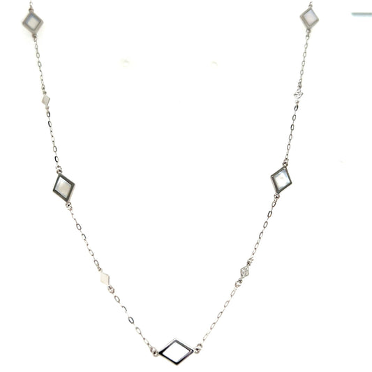 Rhombus Station Necklace - Mother of Pearl - JMW Jewelry Wholesale