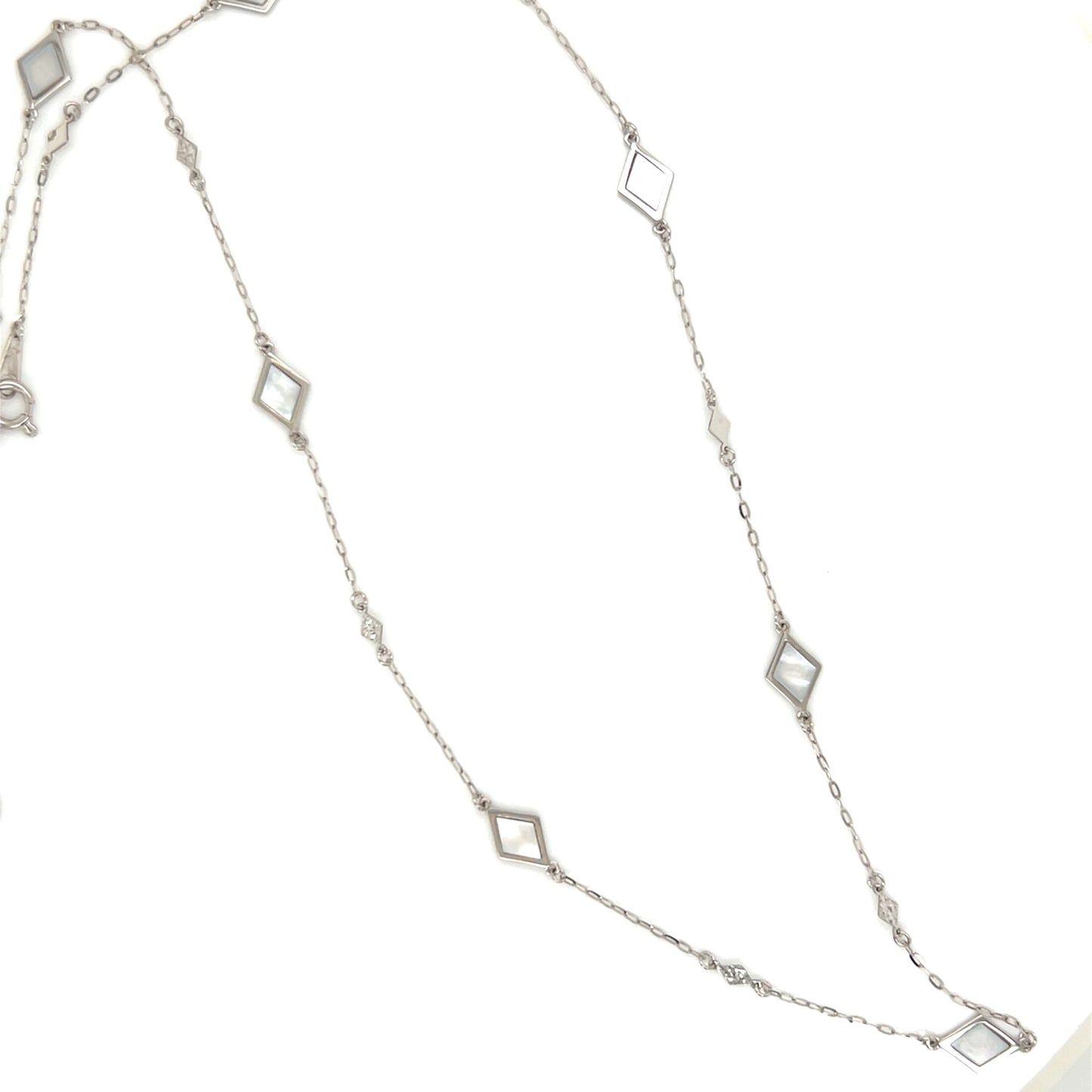 Rhombus Station Necklace - Mother of Pearl - JMW Jewelry Wholesale
