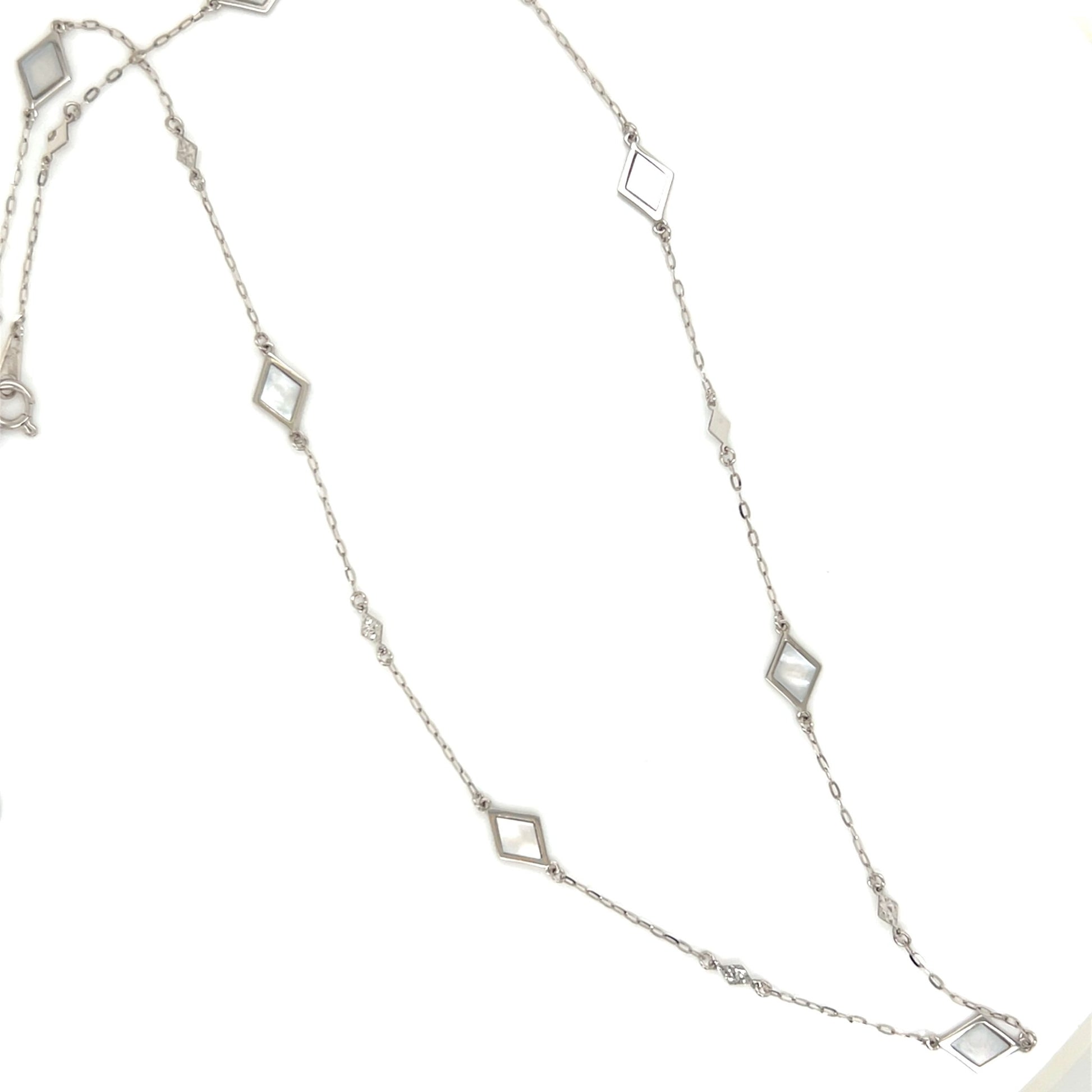 Rhombus Station Necklace - Mother of Pearl - JMW Jewelry Wholesale