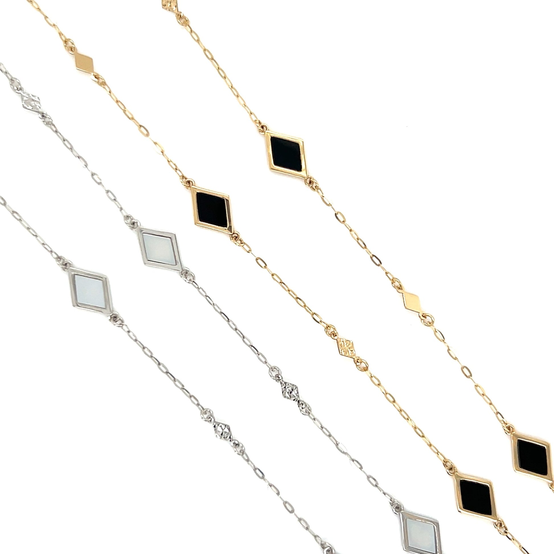 Rhombus Station Necklace - Mother of Pearl - JMW Jewelry Wholesale