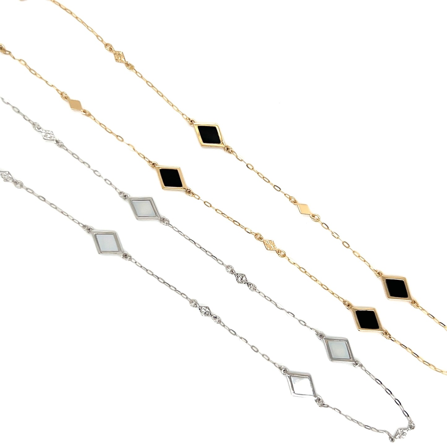 Rhombus Station Necklace - Mother of Pearl - JMW Jewelry Wholesale