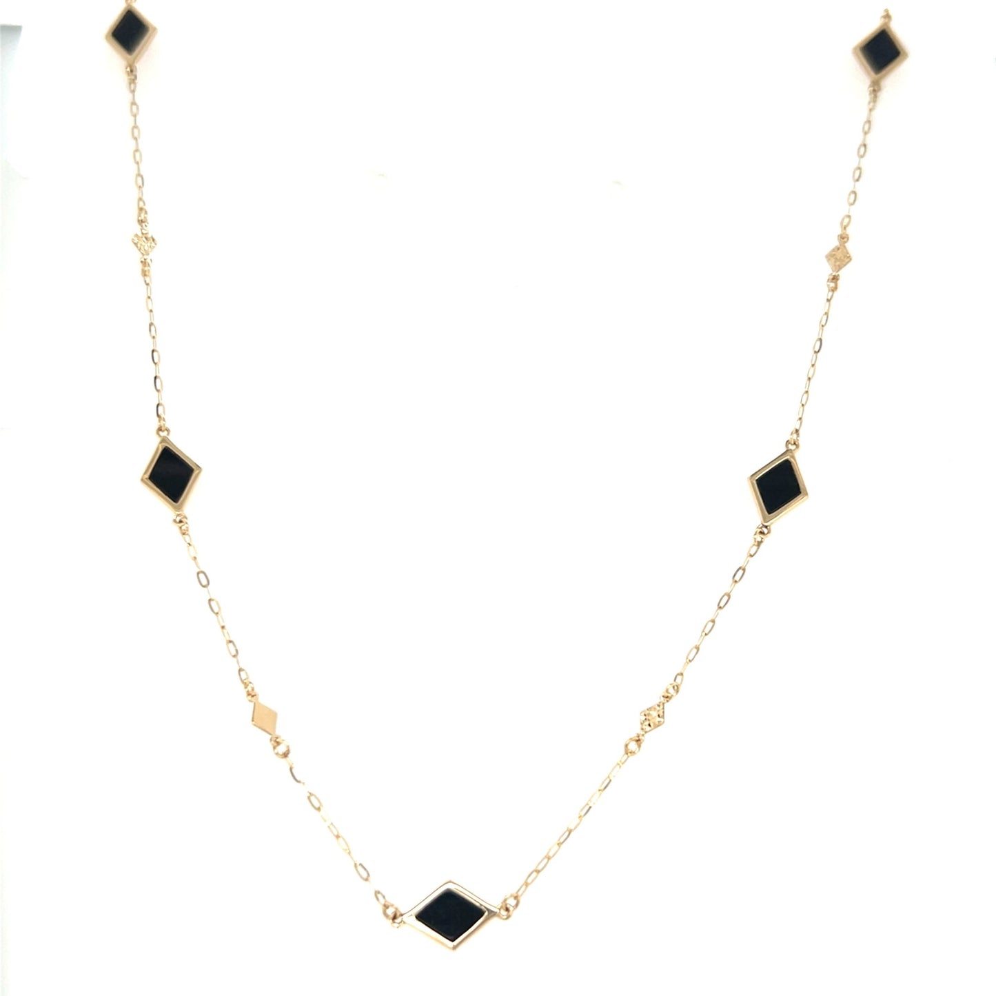 Rhombus Station Necklace - Oynx - JMW Jewelry Wholesale