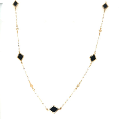 Rhombus Station Necklace - Oynx - JMW Jewelry Wholesale