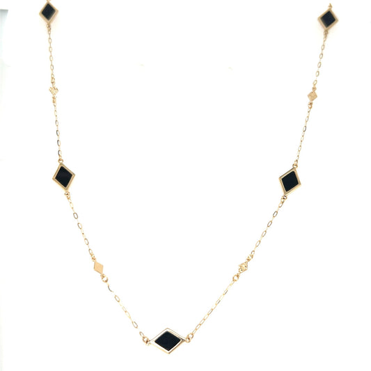 Rhombus Station Necklace - Oynx - JMW Jewelry Wholesale