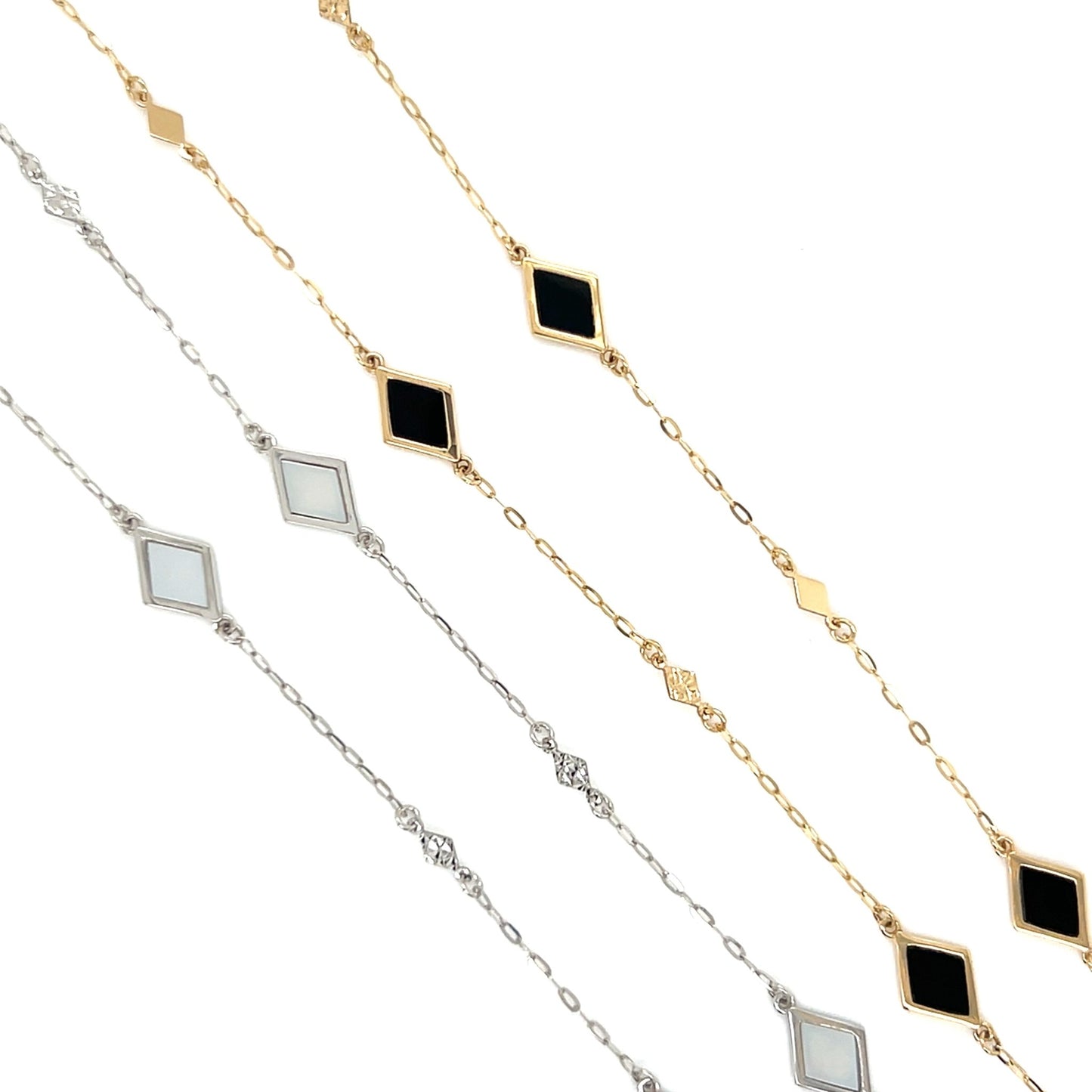 Rhombus Station Necklace - Oynx - JMW Jewelry Wholesale