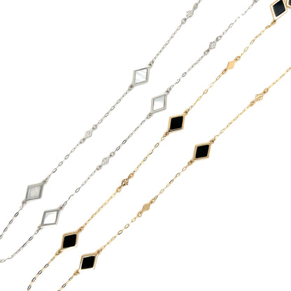 Rhombus Station Necklace - Oynx - JMW Jewelry Wholesale