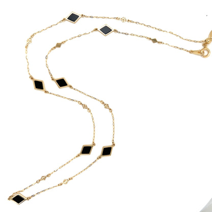 Rhombus Station Necklace - Oynx - JMW Jewelry Wholesale