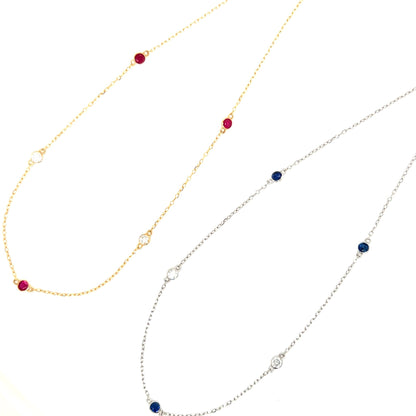 Ruby Bubble Station Necklace 0.2/0.12ct - JMW Jewelry Wholesale