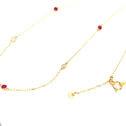 Ruby Bubble Station Necklace 0.2/0.12ct - JMW Jewelry Wholesale