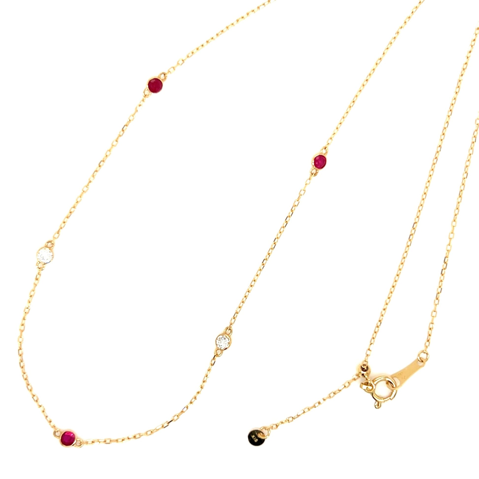 Ruby Bubble Station Necklace 0.2/0.12ct - JMW Jewelry Wholesale