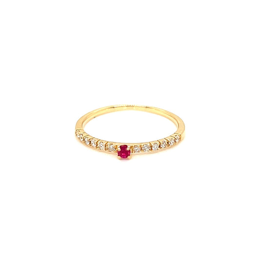 Ruby Pinky Four Claw Pave Ring 0.04/0.07ct - JMW Jewelry Wholesale