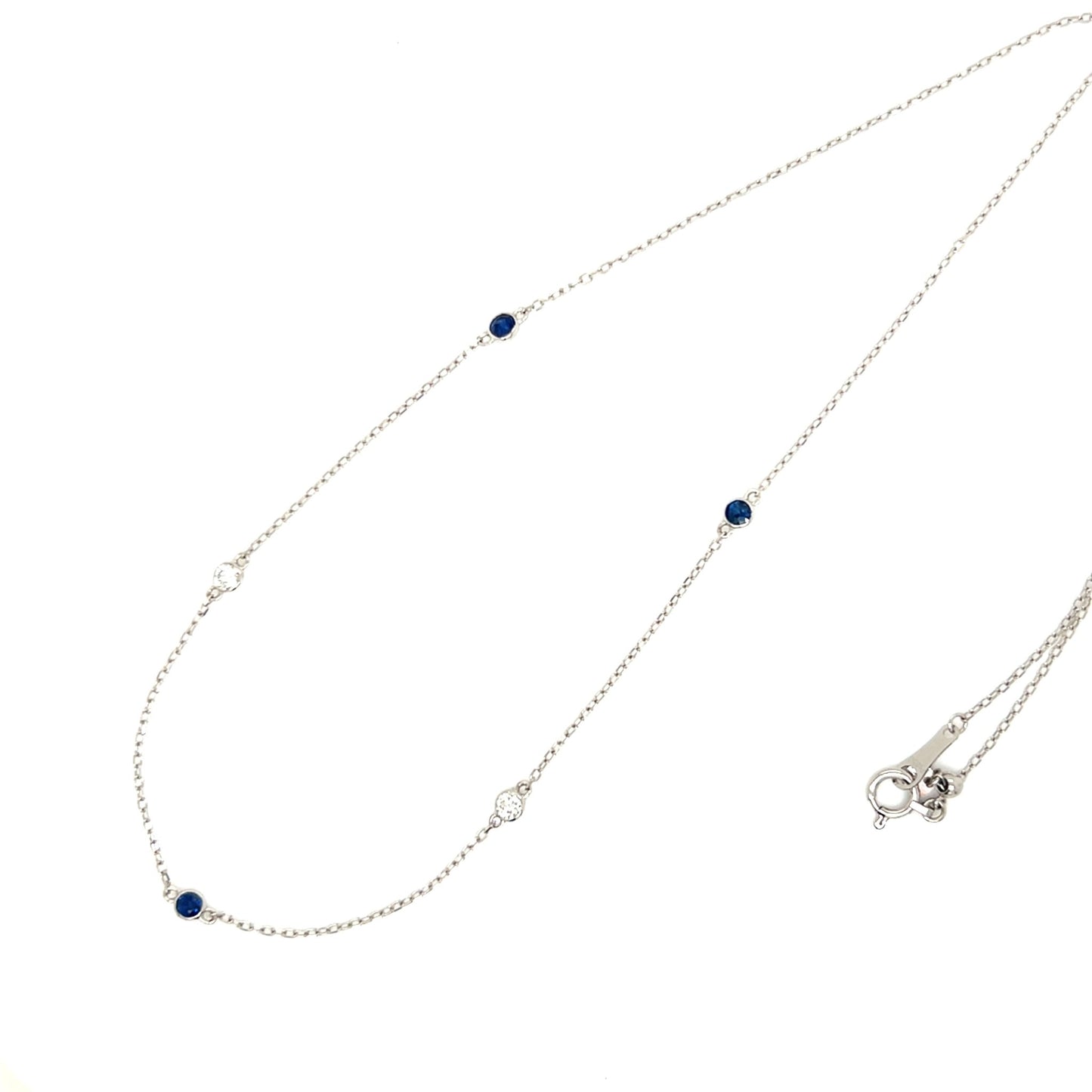 Sapphire Bubble Station Necklace 0.2/0.12ct - JMW Jewelry Wholesale