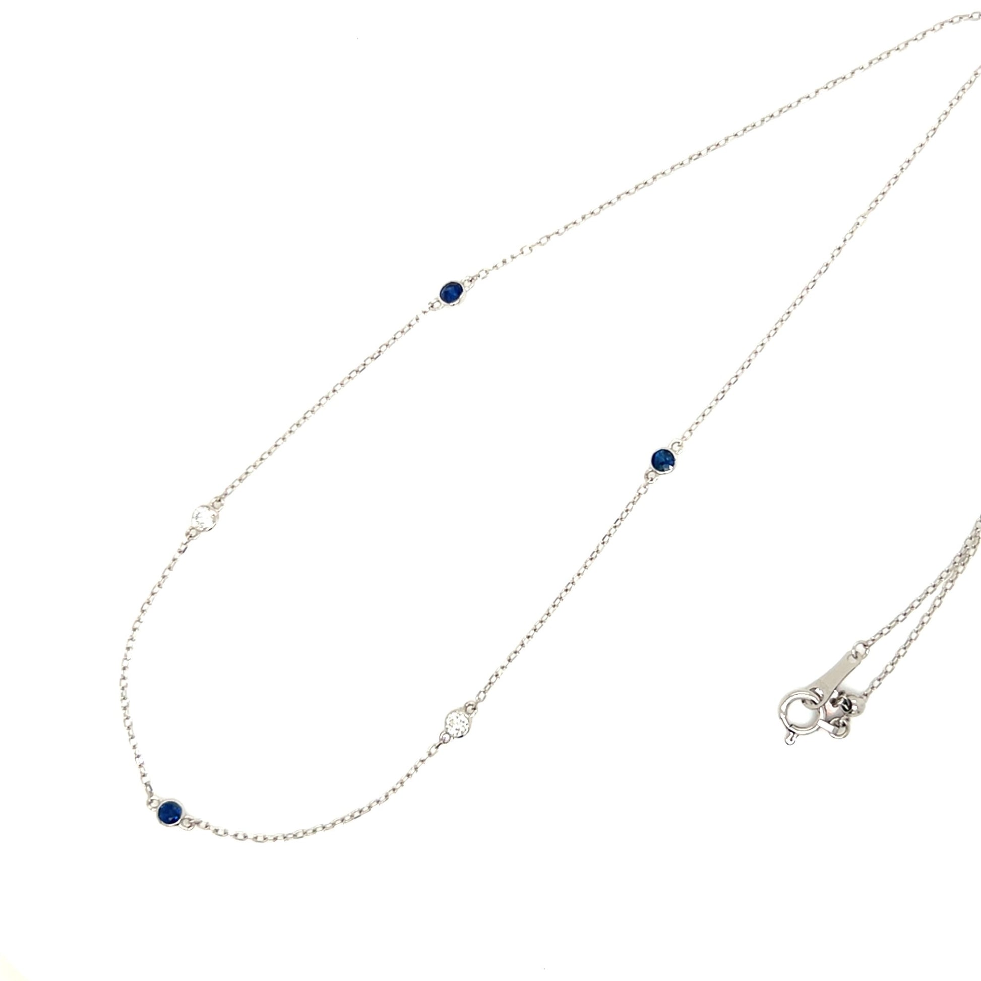 Sapphire Bubble Station Necklace 0.2/0.12ct - JMW Jewelry Wholesale