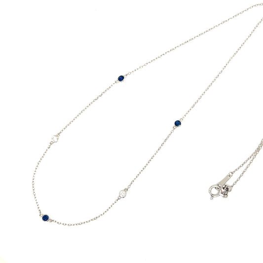 Sapphire Bubble Station Necklace 0.2/0.12ct - JMW Jewelry Wholesale