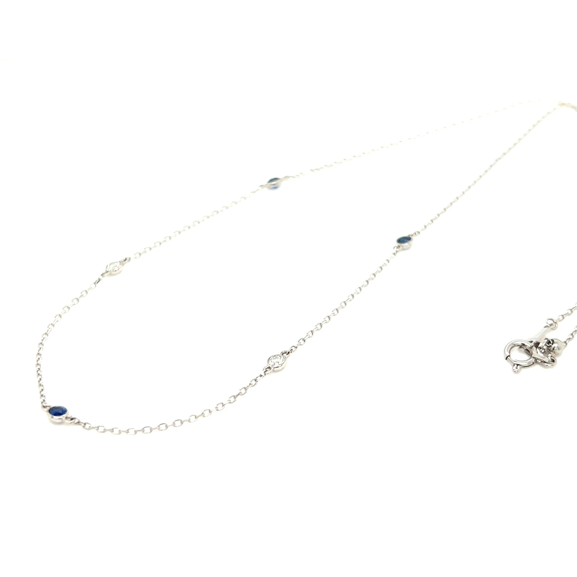 Sapphire Bubble Station Necklace 0.2/0.12ct - JMW Jewelry Wholesale