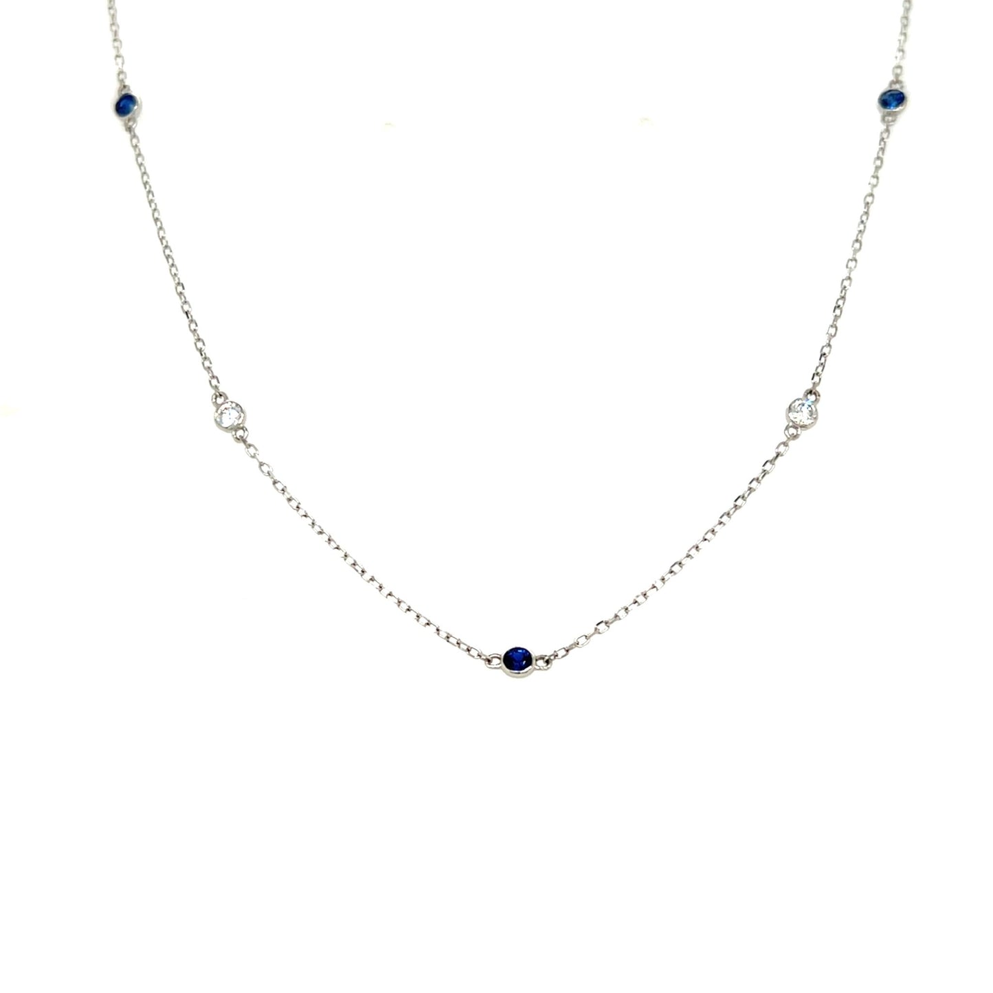 Sapphire Bubble Station Necklace 0.2/0.12ct - JMW Jewelry Wholesale