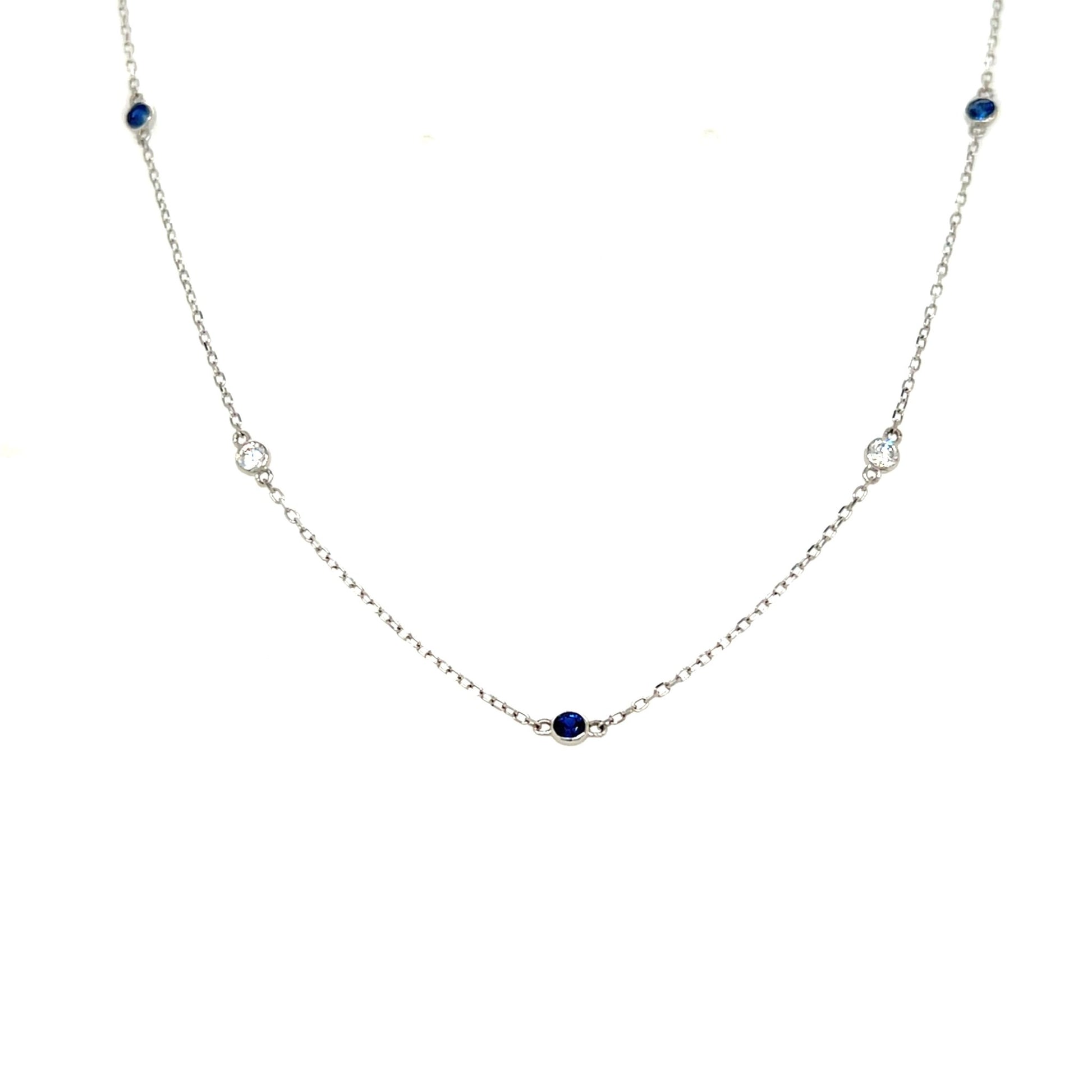 Sapphire Bubble Station Necklace 0.2/0.12ct - JMW Jewelry Wholesale