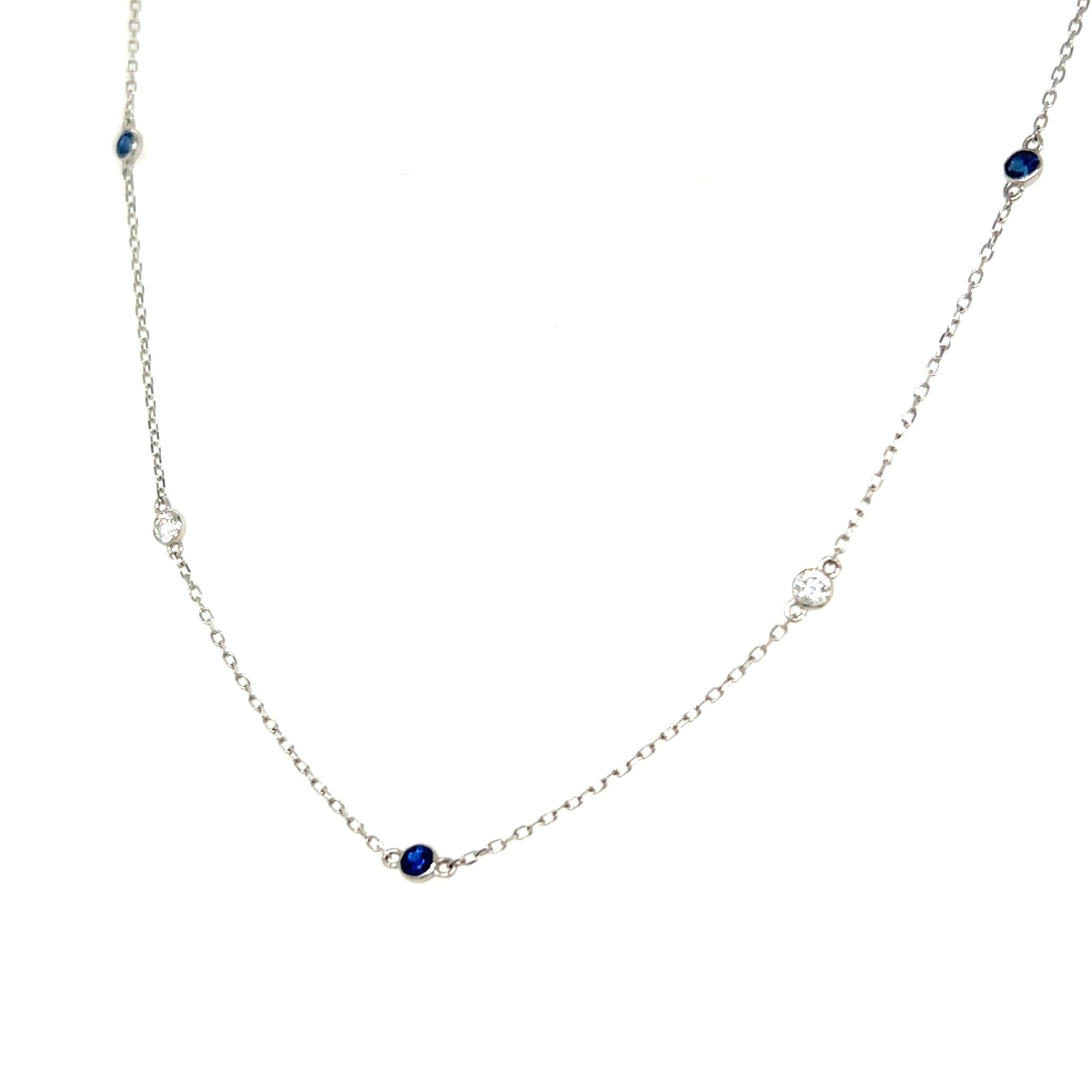 Sapphire Bubble Station Necklace 0.2/0.12ct - JMW Jewelry Wholesale