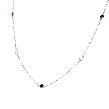 Sapphire Bubble Station Necklace 0.2/0.12ct - JMW Jewelry Wholesale