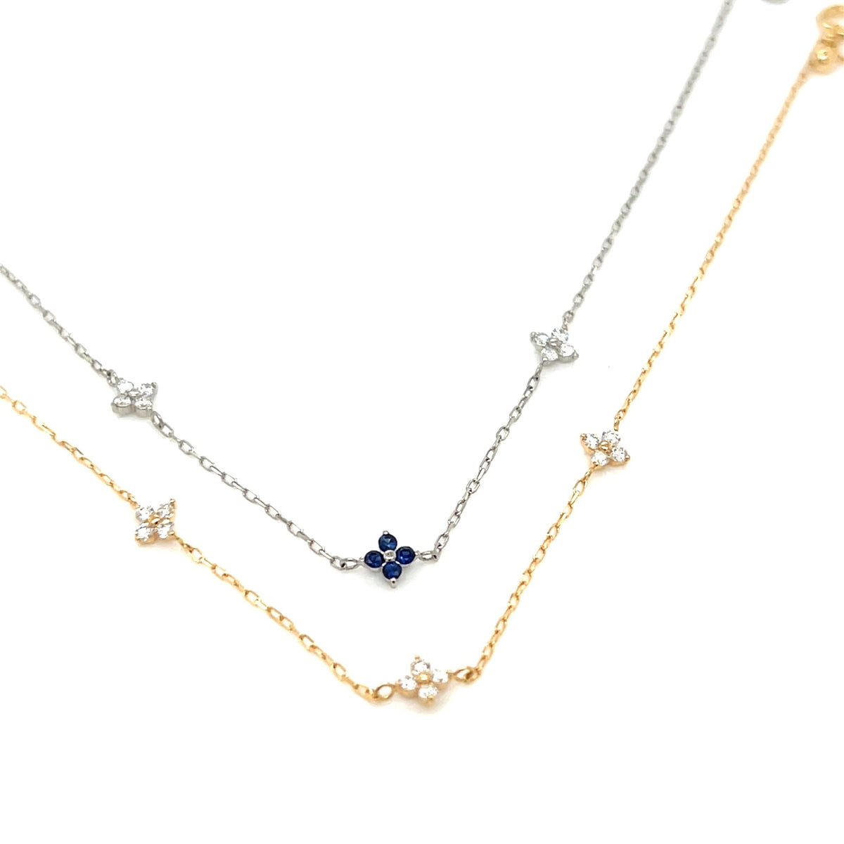 Sapphire Clover Station Bracelet 0.05/0.1ct - JMW Jewelry Wholesale